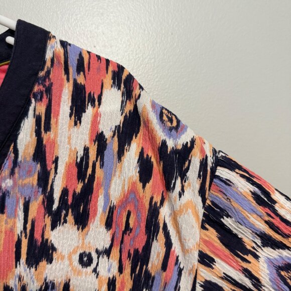 Healing Hands Womens Tunic Top Size 3X Multicolor Ikat Pattern 99% Cotton - Picture 2 of 6